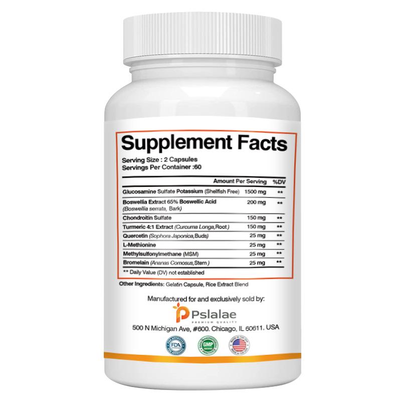 Pslalae - 2100mg Glucosamin Chondroitin Curcumin MSM Komplex Kapseln - Gelenk- und Knochengesundheit