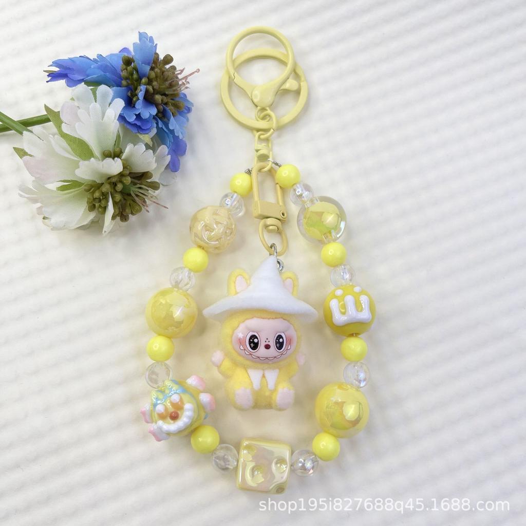 Flocking Wizard Cute Grain Mobile Phone Chain Keychain Bag Doll Pendant Accessories