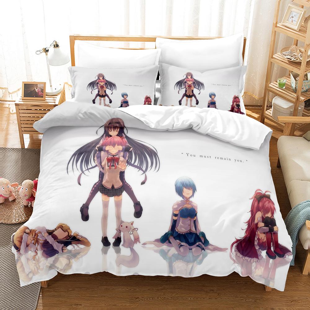 Kawaii Anime Puella Magi Madoka Magica Bedding Sets Duvet Cover Set With Pillowcase Twin Full Queen King Bedclothes Bed Linen