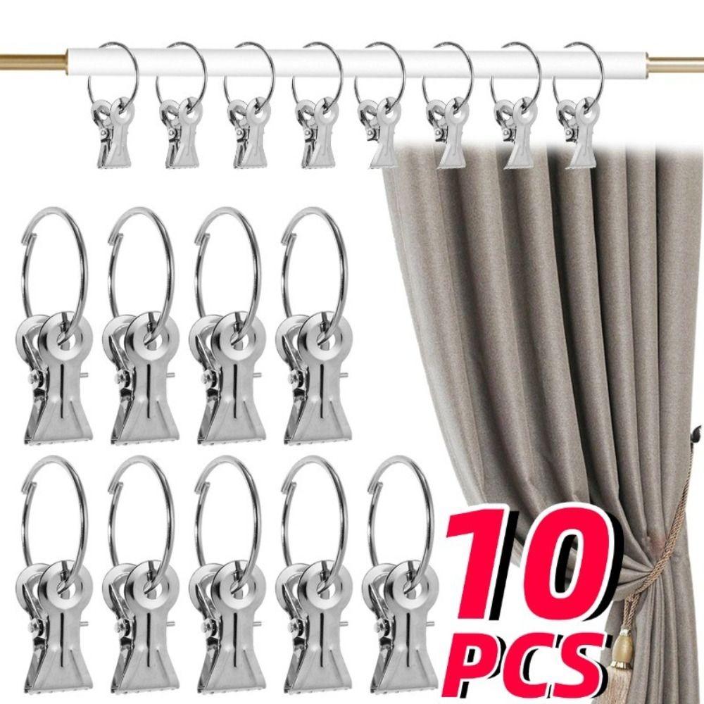 10Pcs Toothed Curtain Clips Non-Slip Flexible Curtain Hanging Ring Metal Heavy Duty Clothespin Clips for Curtains and Laundry