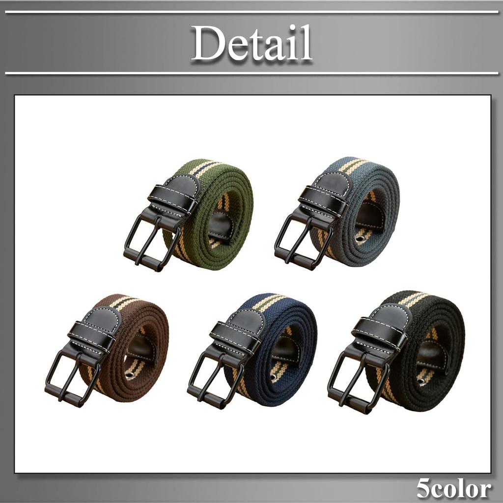 [Buzz Selection] Canvas Belt, Casual Fashion, Simple Design, Adjustable, Stylish, Men's LBU065 (Coffee)