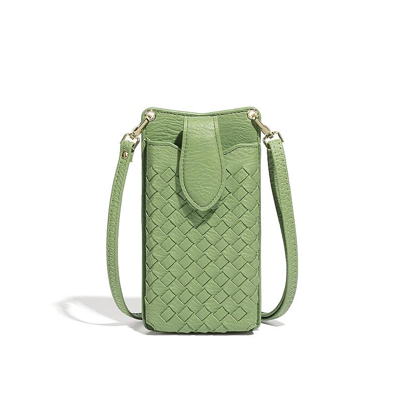 Fashionable Hand-woven Bag, Solid Color Compact Card Bag, Mobile Phone Bag, Trendy and Versatile, Single-shoulder Cross-over Mini Women's Bag