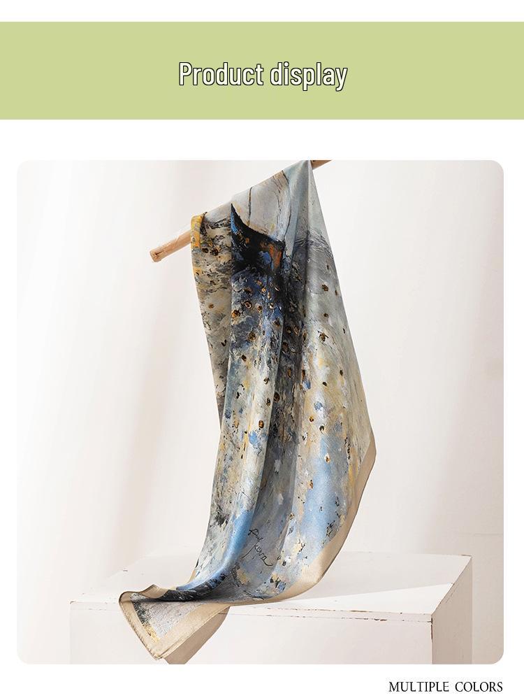 Ballet Girl Print Mulberry Silk Scarf – Elegant Autumn Square Neck Scarf for Women