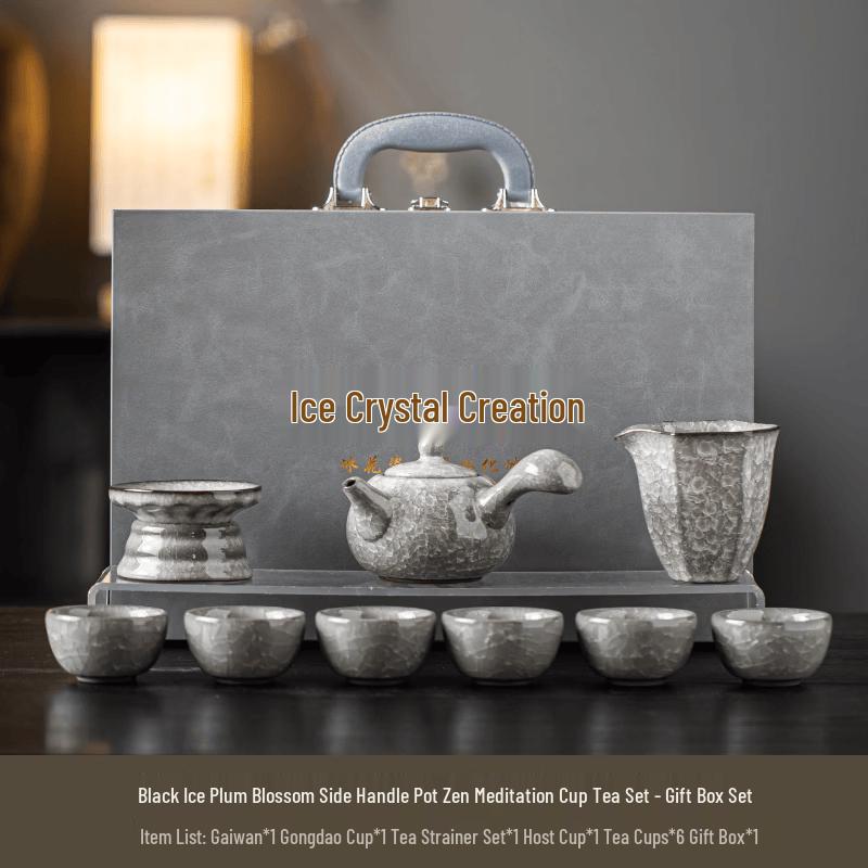 Ice Crystal Crackle Ceramic Teaware Set