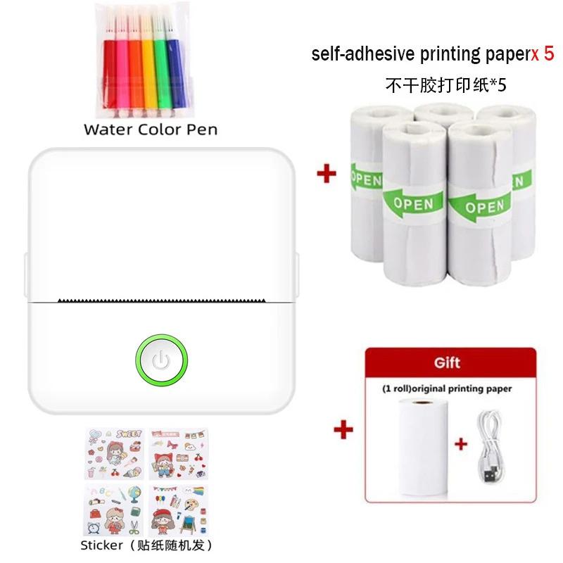 Portable Mini Printer Wireless Thermal Pocket Printers Self-Adhesive Paper for DIY Diary Stickers Quick Printing Conveniently