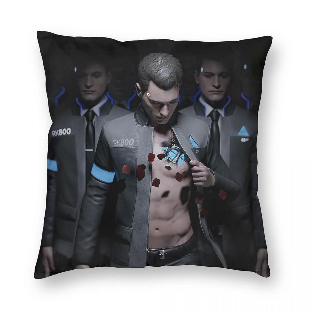 Detroit Become Human Connor Awakening Square Pillowcase Polyester Linen Velvet Pattern Zip Decor Pillow Home Cushion Case x