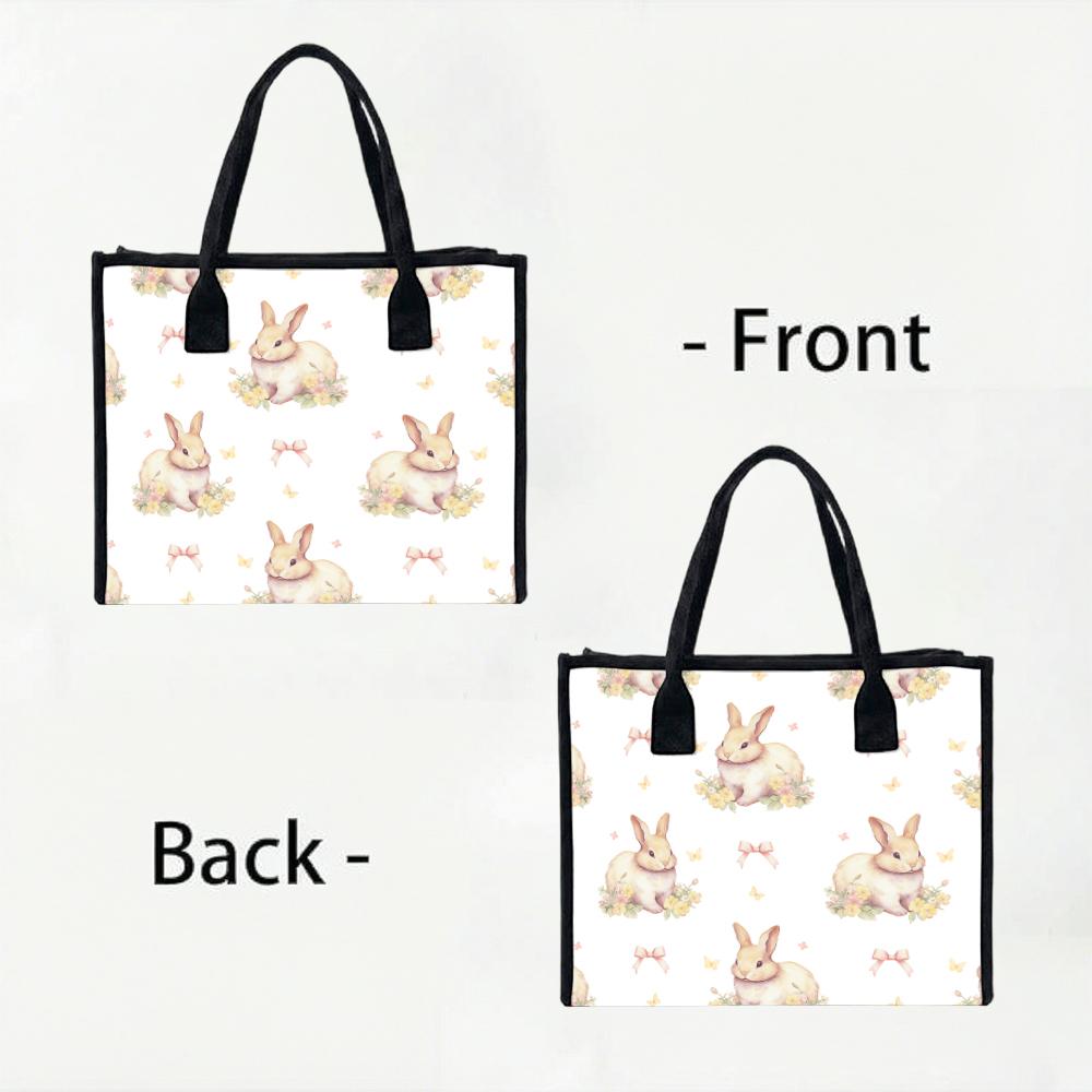 Cute Rabbit Printed Tote Bag Casual Large Capacity Handbag for Daily Use