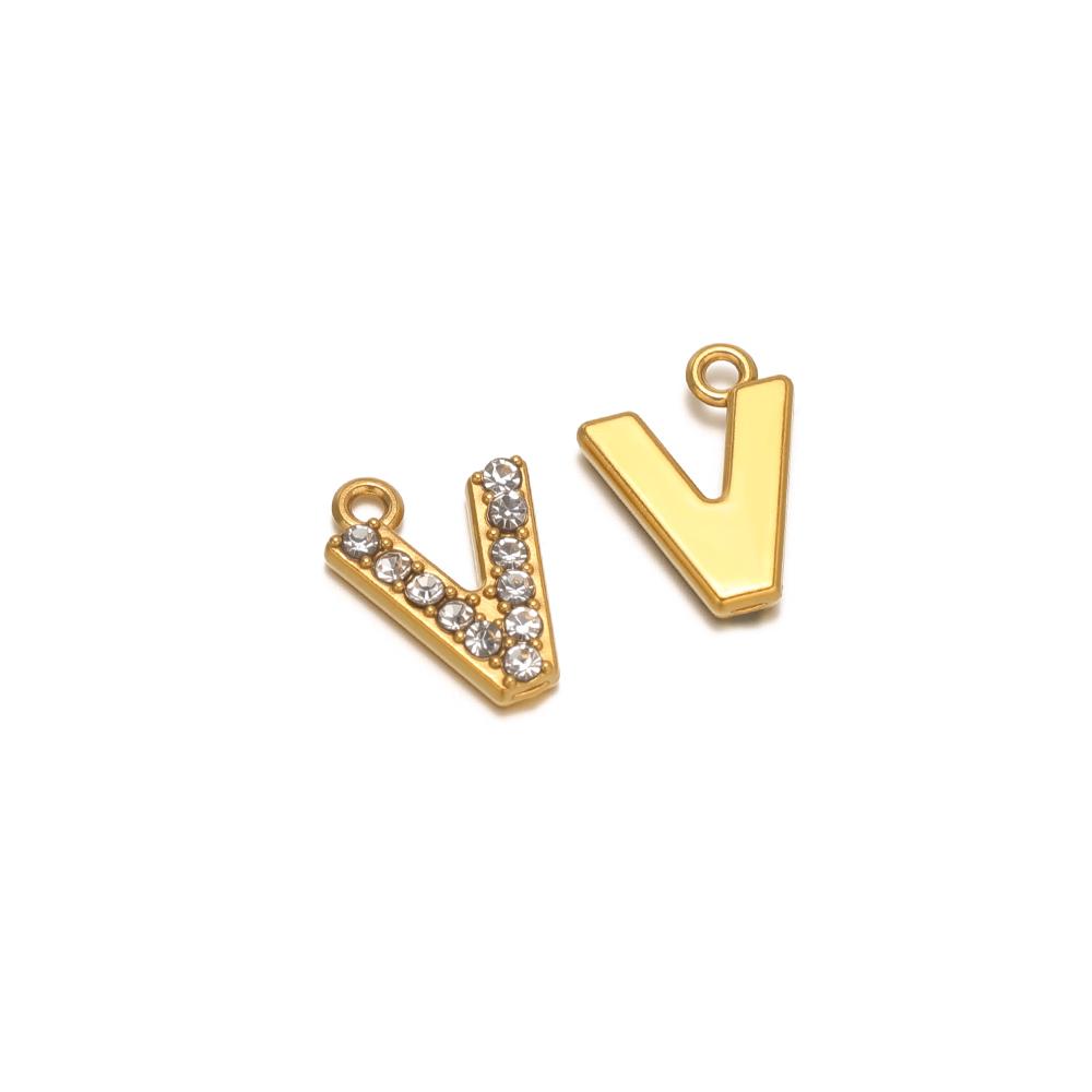 5pcs Stainless Steel Gold Rhinestone Letters Charms DIY Women Girl Alphabet Necklace Pendants Jewelry Bracelet Earrings Making