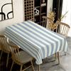 Blue and white striped simple and elegant floral pattern tablecloth. Rectangular tablecloth.