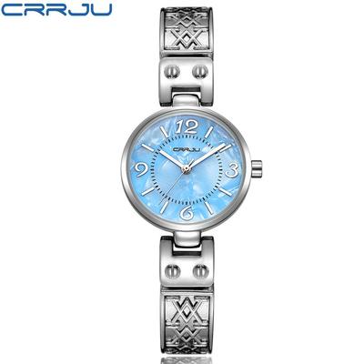 CRRJU Nieuw dameshorloge Dameshorloge Stalen riem Casual compact quartz horloge Modieus horloge