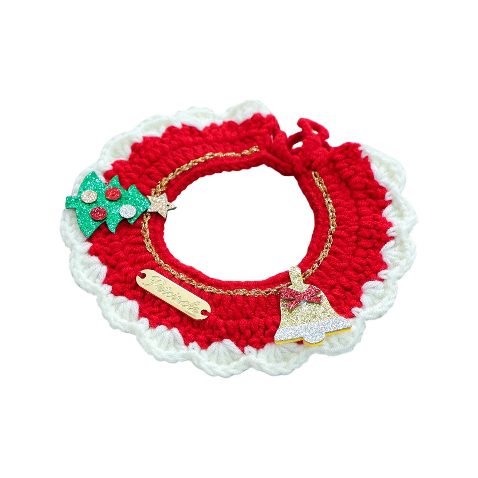 

Christmas Pet Collar, Hand-Crocheted Festive Pet Neckwear With Adjustable Design, Cute Holiday Accessories For Cats & Small Dogs (Multiple Styles) One Size