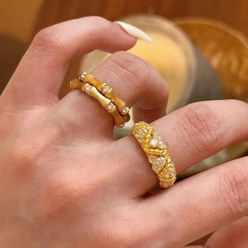 Vintage Art Retro Style Pineapple Bag Twists Diamond Rings For Women Fine Exquisite High Fashion   Ring Wedding Jewelry