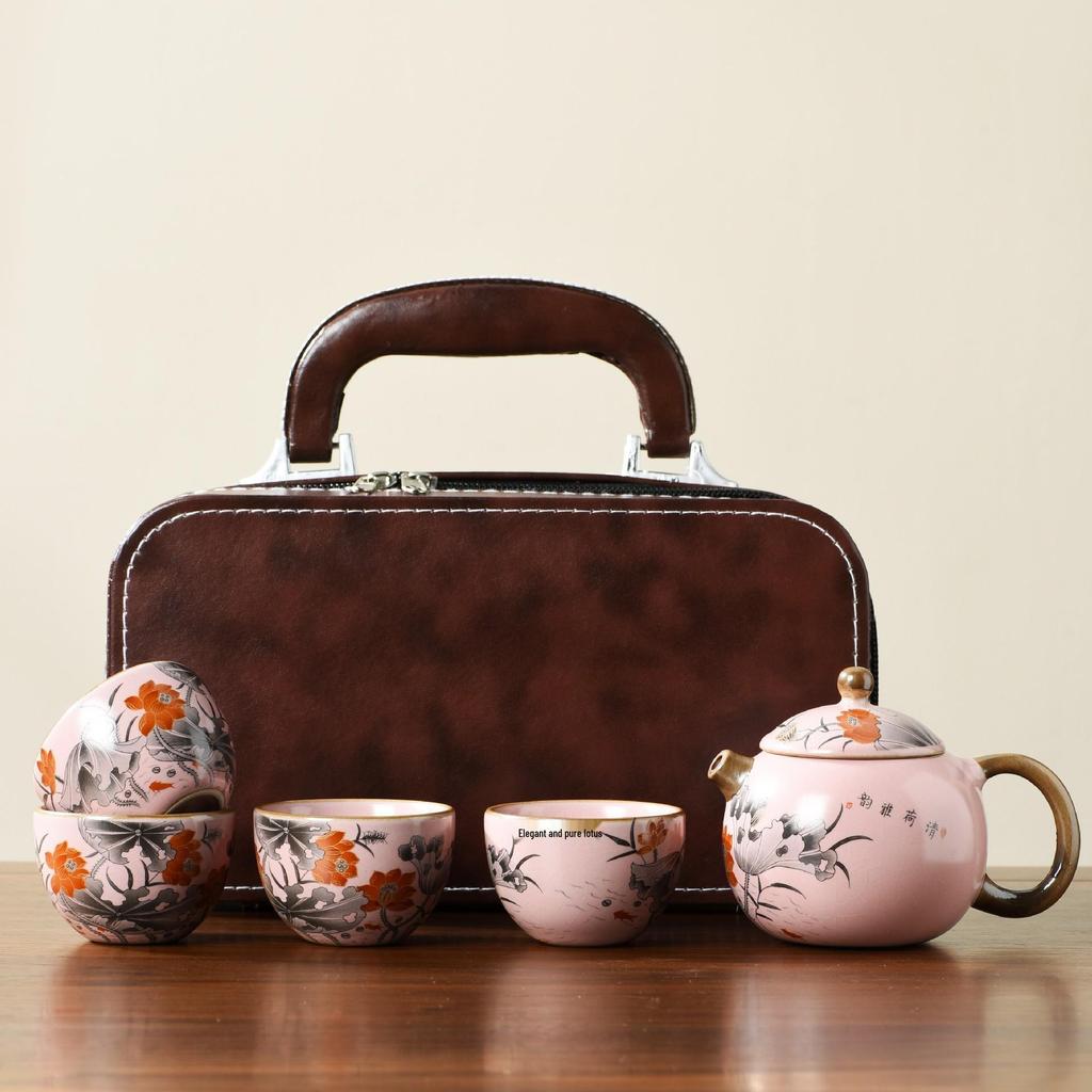 Ru Kiln Teapot & Four Cups Gift Set - Corporate Anniversary Souvenir