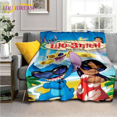 3D Printed Stitch Art Fleece Blanket for Beds Hiking Picnic Thick Quilt Fashionable Bedspread Fleece Throw Blanket