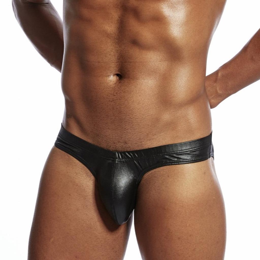 Pánské strečové punčochové kalhoty Hot Gold Leather Faux Leather Sexy slipy