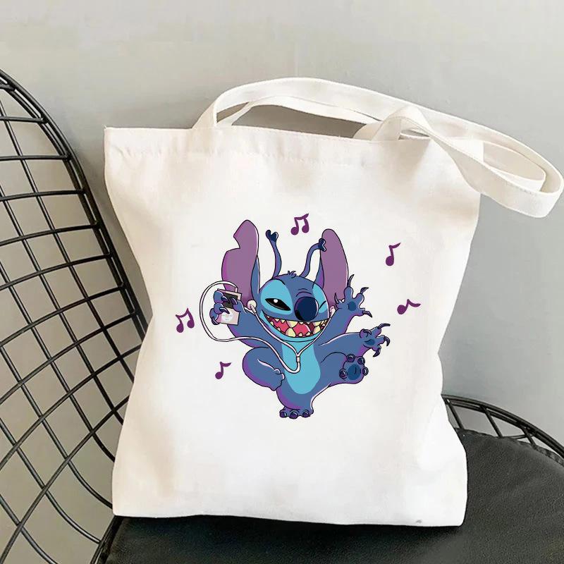 Lilo & Stitch Print Canvas Shoulder Backpack and Shopping Bag