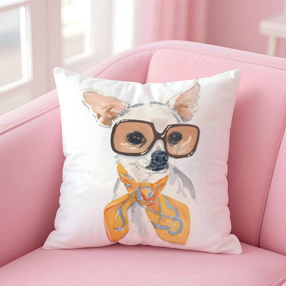 NICE CUTE Chihuahua dog Cushion Cover Pillow Case Soft Friendly Fabric  Concealed Zipper