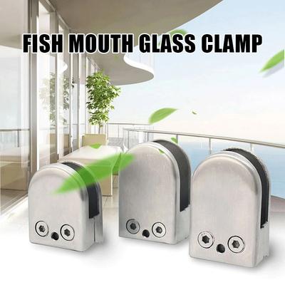 4pcs Stainless Steel Glass Clamp Adjustable Glass Bracket Fish Mouth Railing Glass Clip Durable Glass Fixed Sandwich Board