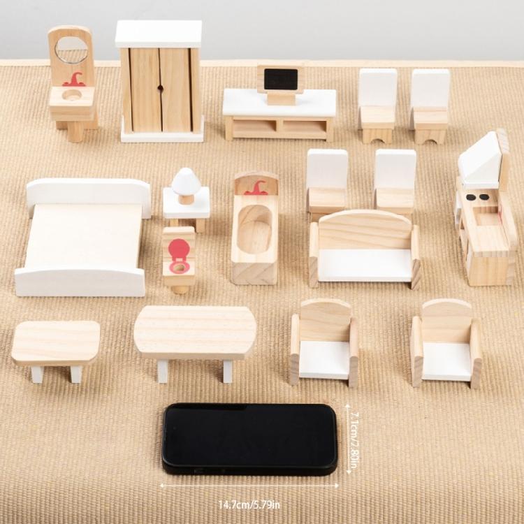 Dollhouses Decoration Living Room Bedroom Scene Miniature Furniture Model Set for Kids Pretend Play Interaction Toy