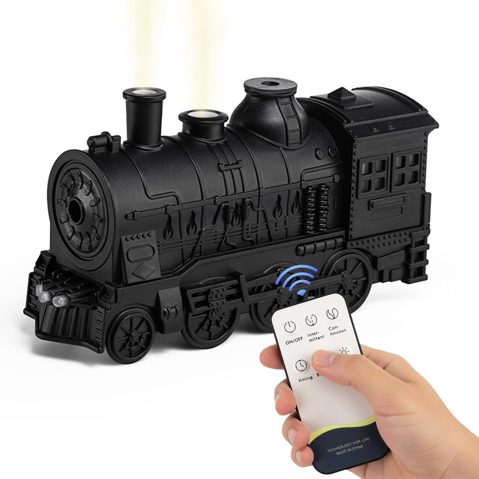 300ML Vintage Steam Train Air Humidifier Aroma Diffuser Ultrasonic Essential Oil Humidifier,  Jellyfish Smoke Ring, 2/8H Timing