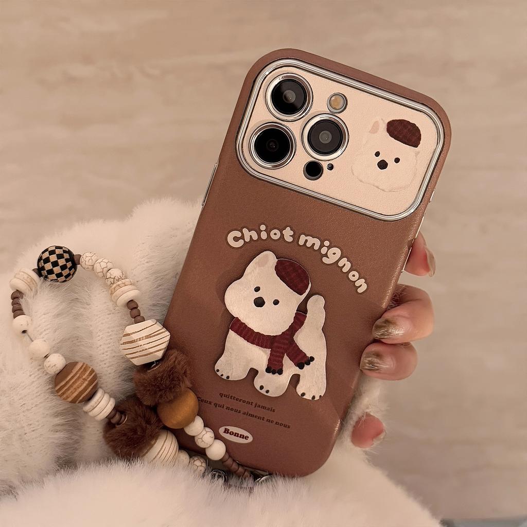 Brown Three Dimensional Western Highland Suitable for Apple 15promax Mobile Phone Case IPhone 16 Leather Cartoon Hanging Chain