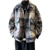 Unisex Retro Plaid Woolen Coat - Men's/Women's Winter Cotton Jacket, Thick Lapel Shirt
