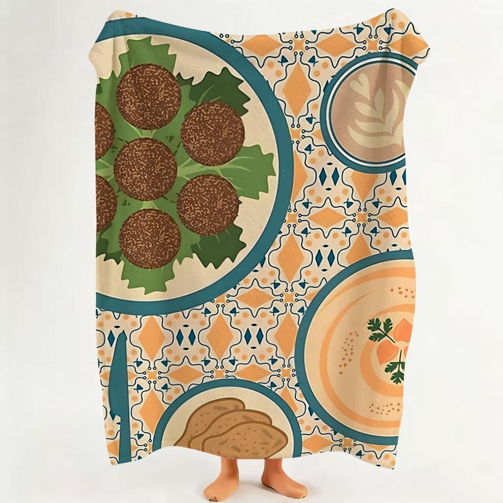 Design C Cartoon P Pattern F Food Throw Flannel Throw Blanket Suitable for Sofa Living Room Bedroom