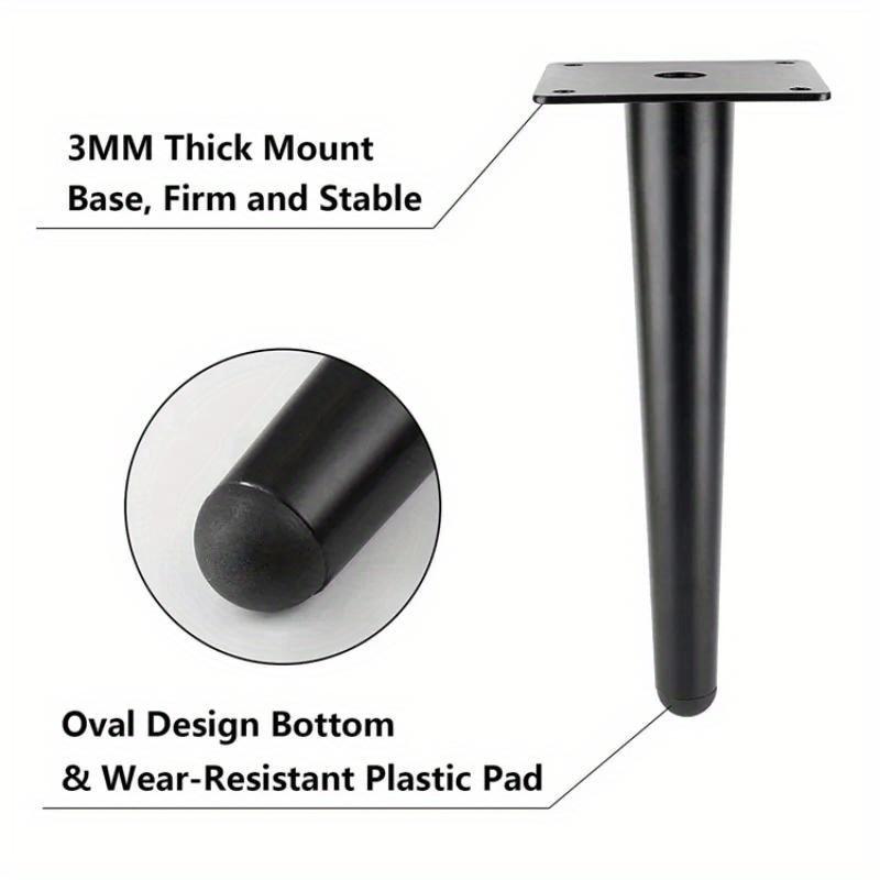 4pcs Metal Furniture Legs Round Tall Sleek Tapered Sofa Legs Modern Style Decorative Cabinet Legs for TV Stand Closet Table Chair