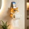 Paper Towel Holder, with Top Phone Holder Cartoon Design, Waterproof Moisture-Proof Wall Mounted Bathroom Accessory