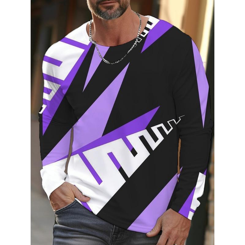 Daily Exercise Men's Training Top Street Style Men's Fashionable T-shirt 3D Printed Men's Warm Long-sleeved T-shirt For Autumn