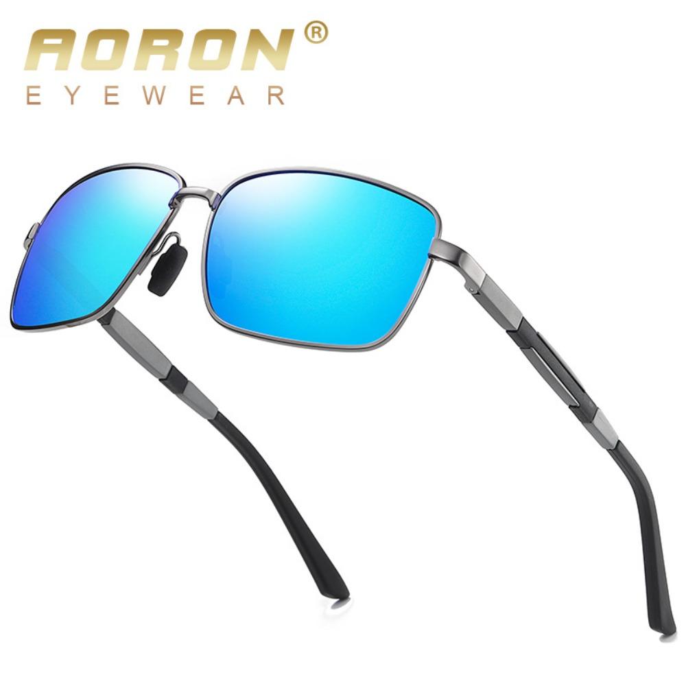 aoron Men's Metal Polarized Sunglasses Fashion Box Driver Driving Night Vision Glasses UV Protection Sunglasses