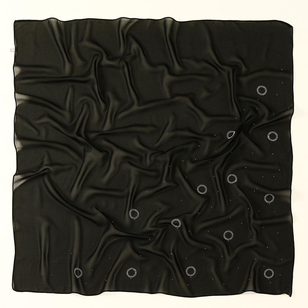 Rhinestone Chiffon 90 Square Scarf Muslim Hijab Shawls Women Fashion Wraps Islamic Casual Cape High Quality Ladies Scarves