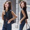 Women's Short Sheepskin Leather Motorcycle Vest - Autumn/Winter Korean Style Outerwear