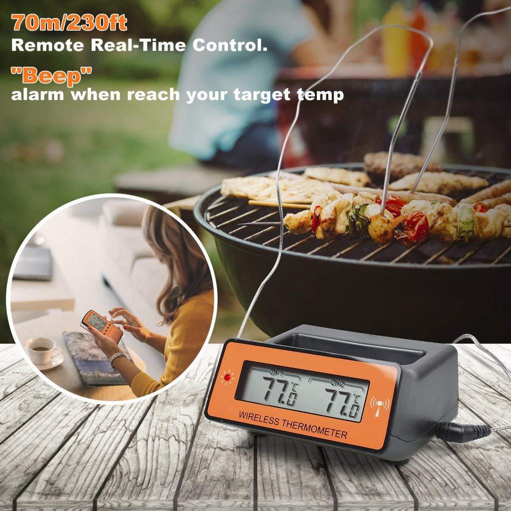 Wireless Dual Probe BBQ & Oven Meat Thermometer for Home Cooking