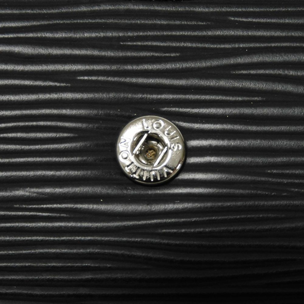 Used LV Logo Embossed Black Card Case with Gusset, Bifold, Epi Noir, 12564 Porte Monnaie Simple M63412 7943, Unisex
