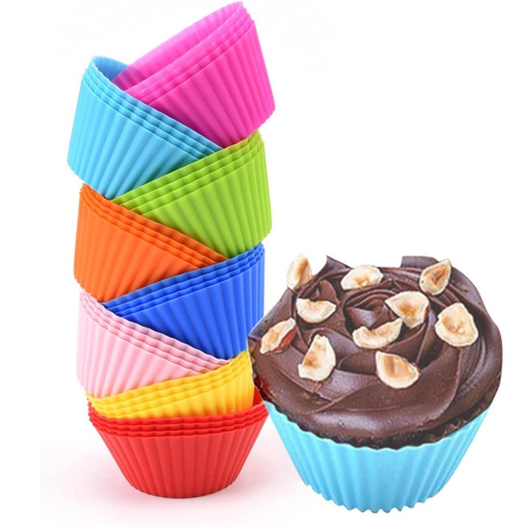 24-Cavity Nonstick Briose Mold Set - Oven Safe Up To 220°C Silicone Muffin Pan Multicolor 4.5x7x3cm