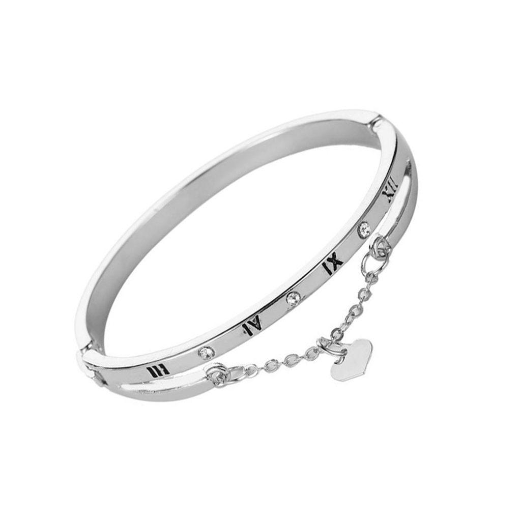 Römische Ziffer Armreif Modische Handkette Herz Armband Schmuck Geschenk für Frauen Mädchen