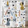 Funny Cute Puppy Animal Pattern Shower Curtain 180x 180cm, Kids Bathroom Decorative Shower Curtain Waterproof