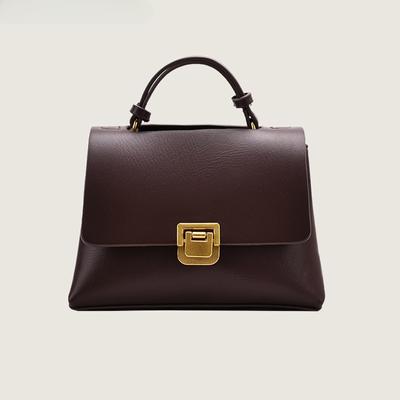 Vintage kabelka pre ženy s klopou, jednofarebná taška cez rameno/crossbody so zlatým popruhom, luxusná taška messenger