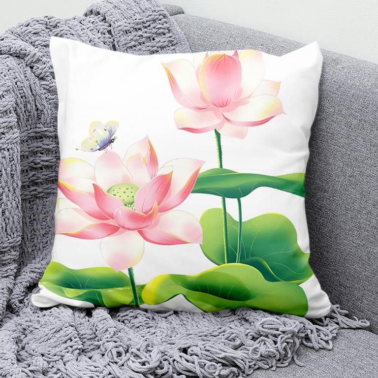 Car Living Room Sofa Cushion Cover Luxury Home Decoration Pillow Cover Chinese Style Lotus Koi Pattern