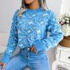 Autumn and Winter Contrasting Color Star Long-sleeved Casual Knitted Sweater