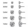3-7mm 4 Claws Zirconia Crystal Earrings for Women Stainless Steel Gold Silver color Stud Earrings Jewelry Women Accessories