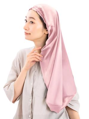 NICOCRAFT für Lang Verhindert Feuchtigkeitspflege Blassrosa Nachtmütze, 100% Seide, Zylindrisch, Haar, Reibungsfrei, Bettfrisur, Pflege, 75cm,