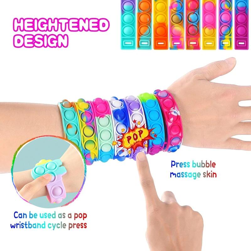 1/5PC- Pop Bubble Bracelets Kids Fidget Sensory Toy Gift Children Birthday Party Favors Goodie Bag Pinata Filler Stress Relief
