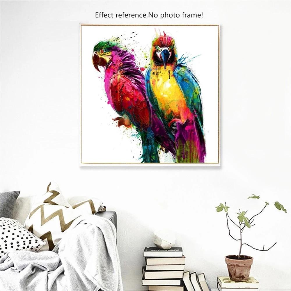 HUACAN pictură cu diamante papagal decor acasă broderie cu diamante imagine de animale cu strasuri decor acasă lucrat manual