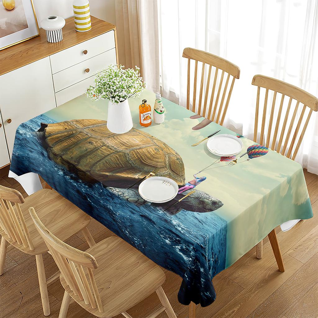 Tischdecke Meeresschildkröte Blaue Ozean-Thema Heimdeko für Rechteckigen Tischdeko Küche Esszimmer Bankett Party Tischdecke