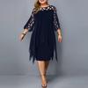 Spitze Patchwork Sommer Plus Größe Casual Chiffon Kleid Frauen Mode Kurzarm Unregelmäßigen Solide Lose frauen Kleider Elegante A Linie Dame Kleid 25547