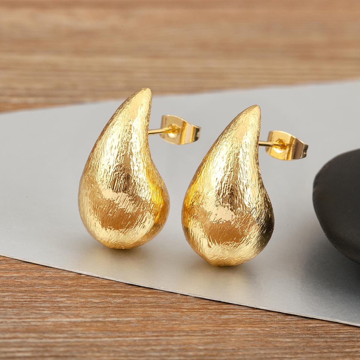 

Nidin New Arrival Hollow Design Water-drop Shape Stud Earrings For Women Female Copper Chunky Ear Jewelry Birthday Party Gifts