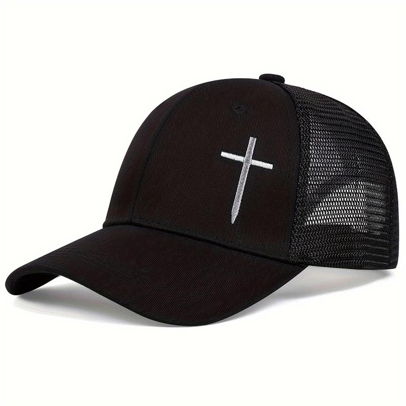 

Fashion Hip Hop Baseball Mesh Cap Cross Embroidery Cotton Snapback Hat Dad Hat Adjustable Men Women Summer Outdoor Sun Hats