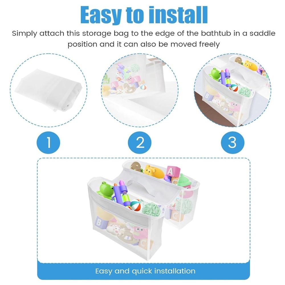 Large Capacity Baby Bath Toy Storage Mesh Design Multi-compartment Bathtub Plaything Organizer Quick Dry Easy Sorting